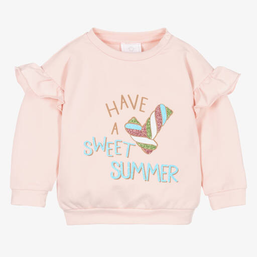 Falcotto by Naturino-Girls Pink Cotton Ruffle Sweatshirt | Childrensalon Outlet