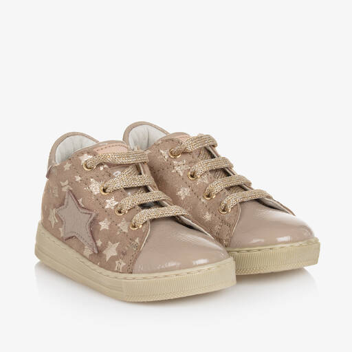 Falcotto by Naturino-Girls Pink Leather Star Trainers | Childrensalon Outlet