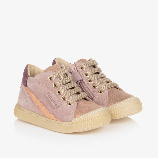 Falcotto by Naturino-Girls Pink Suede Leather Trainers | Childrensalon Outlet