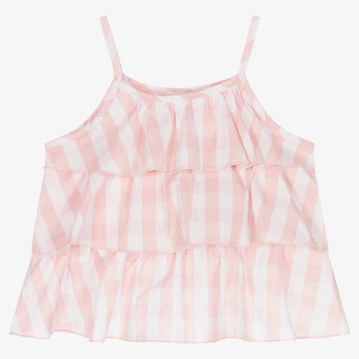 Falcotto by Naturino-Girls Pink & White Check Cotton Blouse | Childrensalon Outlet