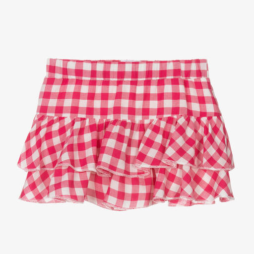Falcotto by Naturino-Girls Pink & White Check Cotton Skirt | Childrensalon Outlet