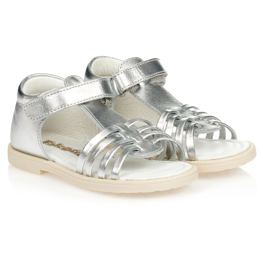 Falcotto by Naturino-Girls Silver Leather Sandals | Childrensalon Outlet