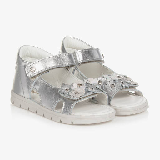 Falcotto by Naturino-Girls Silver Leather Sandals | Childrensalon Outlet