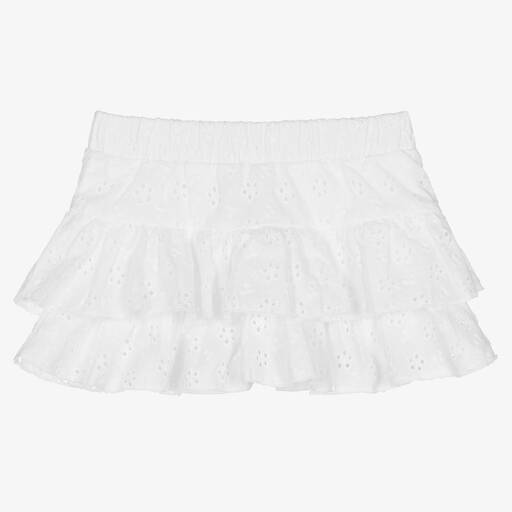 Falcotto by Naturino-Girls White Cotton Broderie Anglaise Skirt | Childrensalon Outlet