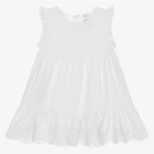 Falcotto by Naturino-Girls White Embroidered Cotton Dress | Childrensalon Outlet