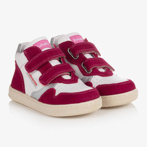 Falcotto by Naturino-Girls White & Pink Leather Trainers | Childrensalon Outlet