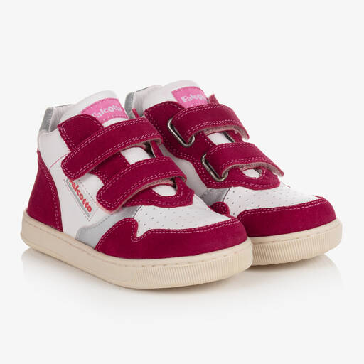 Falcotto by Naturino-ترينرز أطفال بناتي جلد لون أبيض وزهري | Childrensalon Outlet