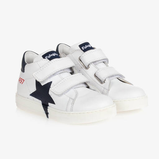 Falcotto by Naturino-White & Blue Star Trainers | Childrensalon Outlet