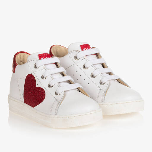 Falcotto by Naturino-White Leather Lace-Up Trainers | Childrensalon Outlet