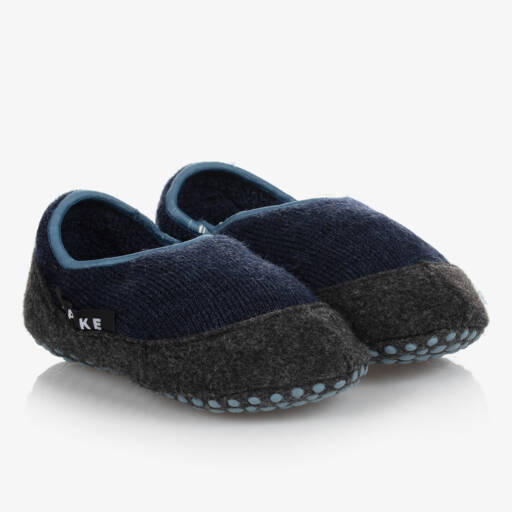 Falke-Blue Wool Comfort Slippers | Childrensalon Outlet