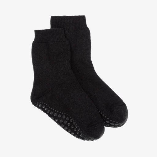 Falke-Boys Cozy Grey Woolen Slipper Socks | Childrensalon Outlet