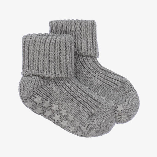 Falke-Grey Cotton Baby Slipper Socks | Childrensalon Outlet