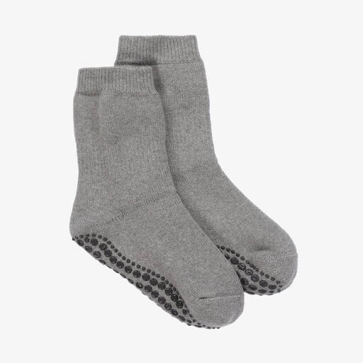 Falke-Grey Cotton & Wool Slipper Socks | Childrensalon Outlet