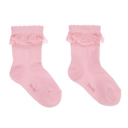 Falke-Pink Lace Trim Socks | Childrensalon Outlet