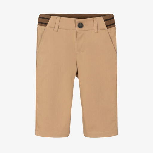 Fendi-Baby Boys Beige Cotton Chino Trousers | Childrensalon Outlet
