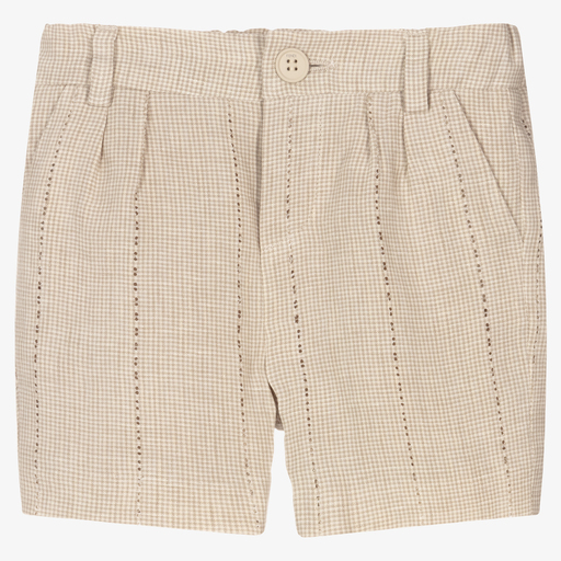Fendi-Baby Boys Beige Linen Shorts | Childrensalon Outlet