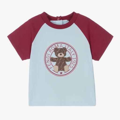 Fendi-Baby Boys Blue Logo T-Shirt | Childrensalon Outlet