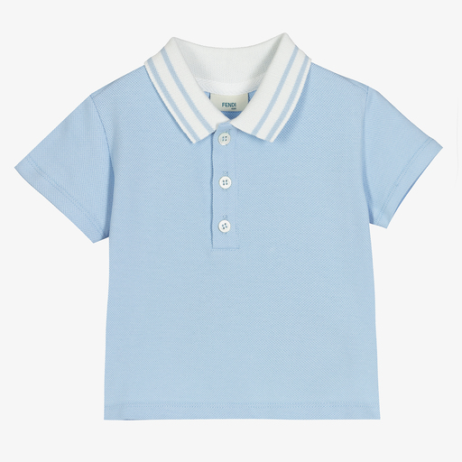 Fendi-Baby Boys Blue Polo Shirt | Childrensalon Outlet