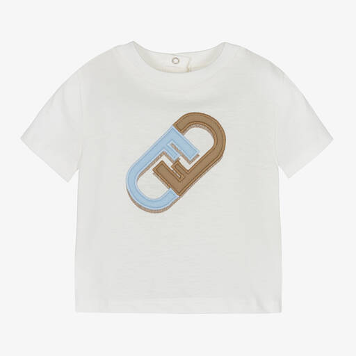 Fendi-Baby Boys Ivory Cotton T-Shirt | Childrensalon Outlet