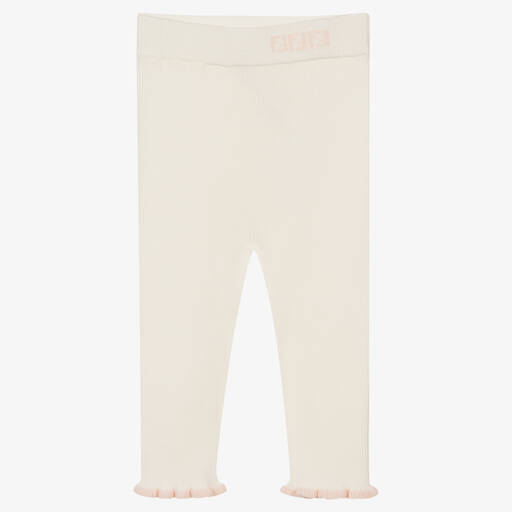 Fendi-Кремовые легинсы с розовыми рюшами | Childrensalon Outlet