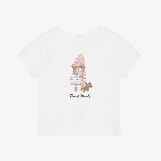 Fendi-Кремовая футболка для малышек | Childrensalon Outlet