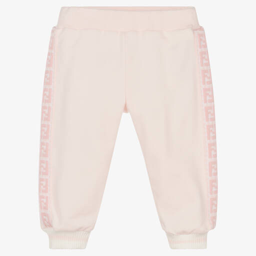 Fendi-Розовые хлопковые джоггеры с логотипом FF | Childrensalon Outlet