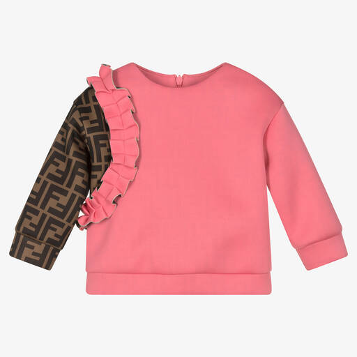 Fendi-Baby Girls Pink FF Sweatshirt | Childrensalon Outlet