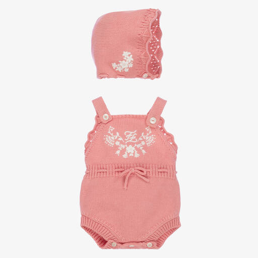 Fendi-Baby Girls Pink Knitted Shortie Set | Childrensalon Outlet