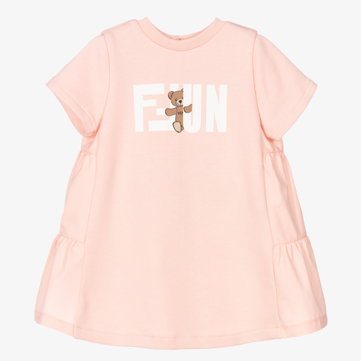 Fendi-Baby Girls Pink Logo Dress | Childrensalon Outlet