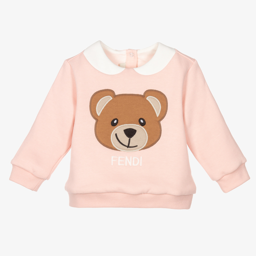 Fendi-Baby Girls Pink Sweatshirt | Childrensalon Outlet