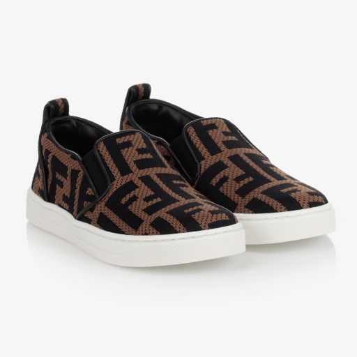 Fendi-Beige & Black FF Slip-On Shoes | Childrensalon Outlet