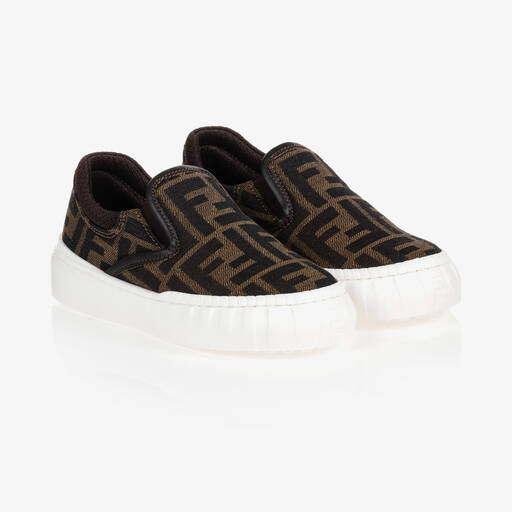 Fendi-Beige & Black FF Slip-On Shoes | Childrensalon Outlet