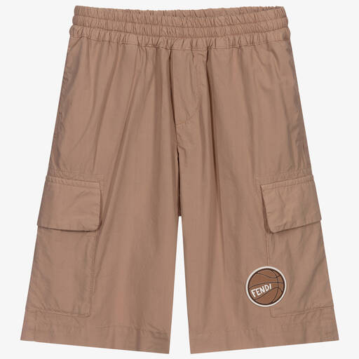 Fendi-Beige Cotton Cargo Shorts | Childrensalon Outlet