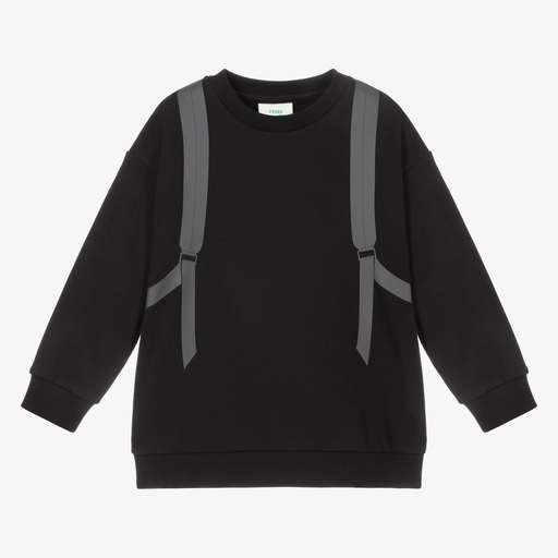 Fendi-Black Backpack Logo Sweatshirt | Childrensalon Outlet