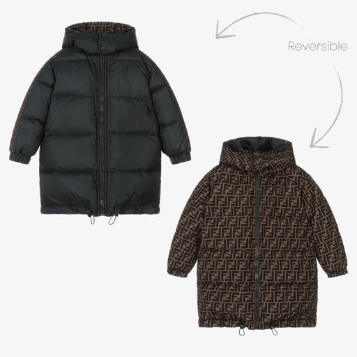 Fendi-Black & Beige Reversible Coat | Childrensalon Outlet