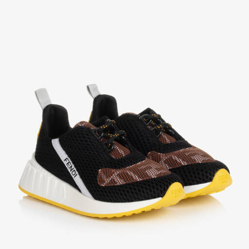 Fendi-Black & Brown FF Logo Trainers | Childrensalon Outlet
