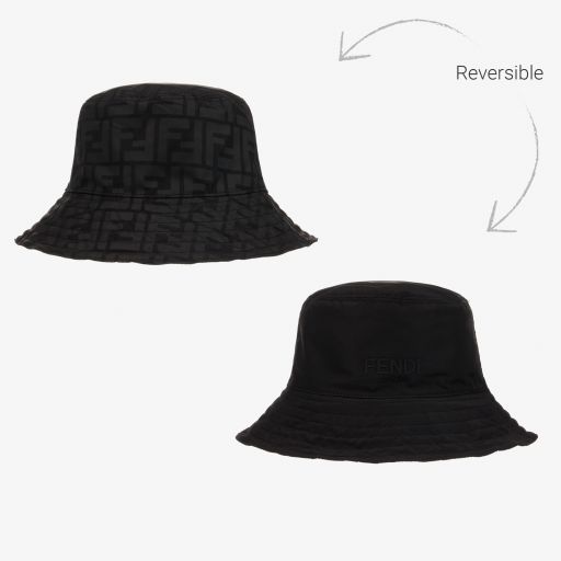 Fendi-Black FF Logo Reversible Hat | Childrensalon Outlet