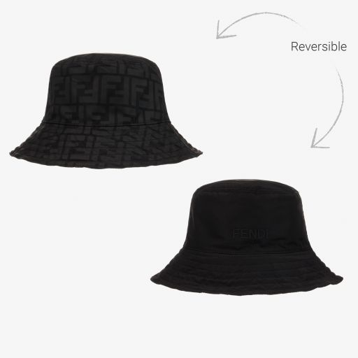 Fendi-Chapeau réversible noir FF | Childrensalon Outlet