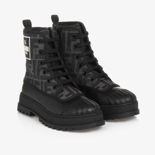 Fendi-Black Leather Biker Boots | Childrensalon Outlet