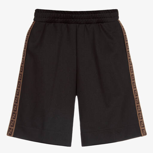 Fendi-Black Logo Tape Shorts | Childrensalon Outlet