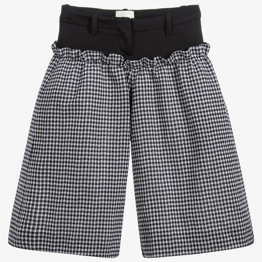 Fendi-Black & White Check Culottes | Childrensalon Outlet