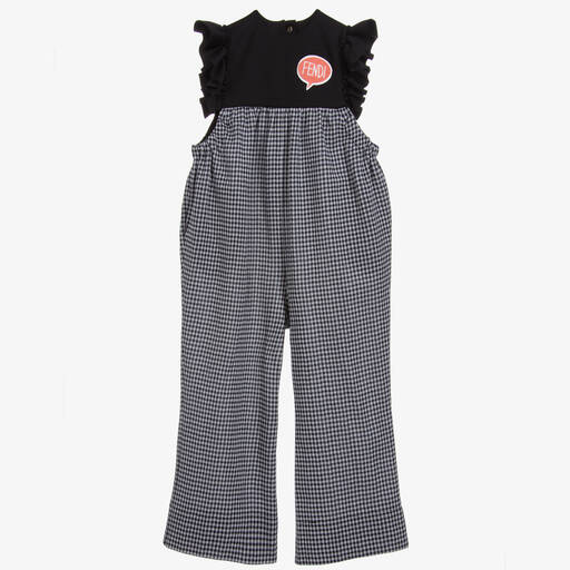 Fendi-Black & White Check Jumpsuit | Childrensalon Outlet