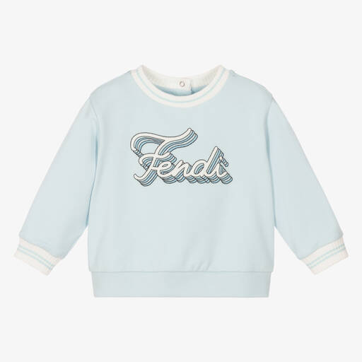 Fendi-Blue Cotton Baby Sweatshirt | Childrensalon Outlet
