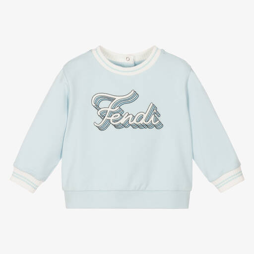 Fendi-Blue Cotton Baby Sweatshirt | Childrensalon Outlet