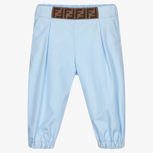 Fendi-Blue Cotton Logo Baby Trousers | Childrensalon Outlet