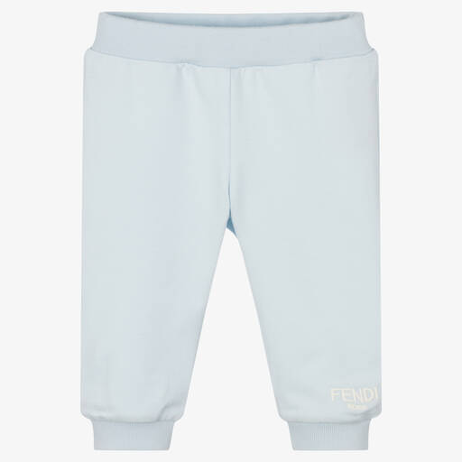 Fendi-Blue Cotton Logo Baby Trousers | Childrensalon Outlet