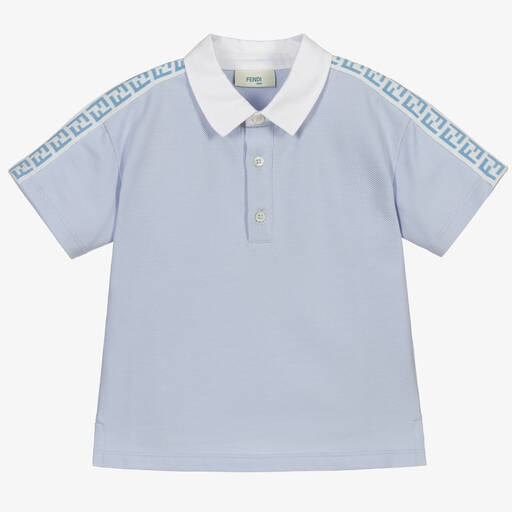 Fendi-Blue Piqué FF Baby Polo Shirt  | Childrensalon Outlet