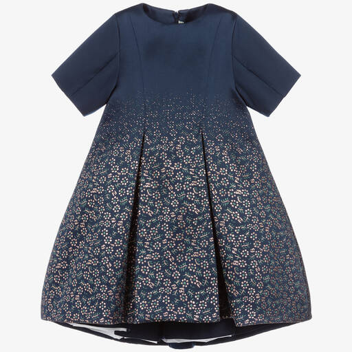Fendi-Blue Silk Blend Jacquard Dress | Childrensalon Outlet