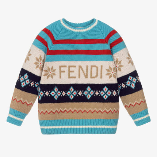 Fendi-Синий полосатый шерстяной джемпер | Childrensalon Outlet