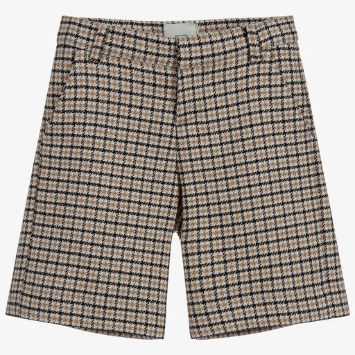 Fendi-Boys Beige Check Wool Shorts | Childrensalon Outlet